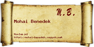 Mohai Benedek névjegykártya